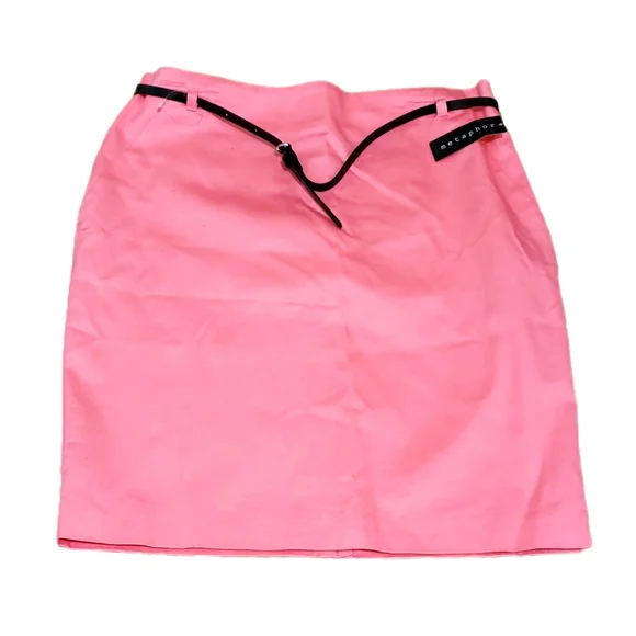 Merona Ladies Skirt Size 14 Pink Pencil Style NWT Belted - Picture 2 of 4